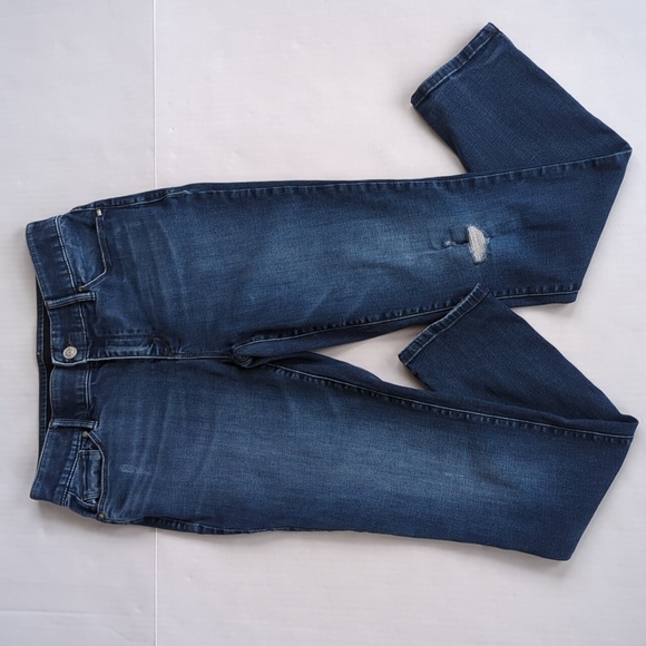 Chico's Distressed Whiskering Skinny Jeans 4R Blue - Picture 1 of 16